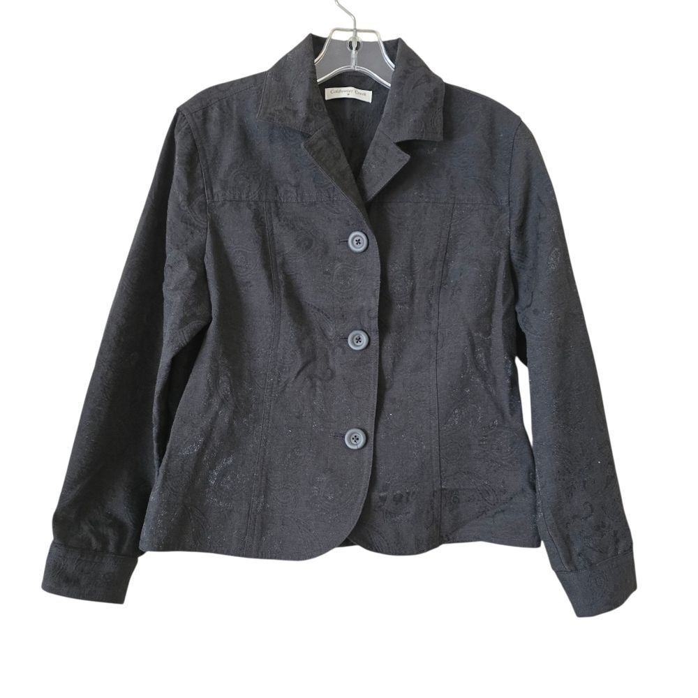 COLDWATER CREEK Black Women's Jacket Blazer Size Medium Paisley Patterned